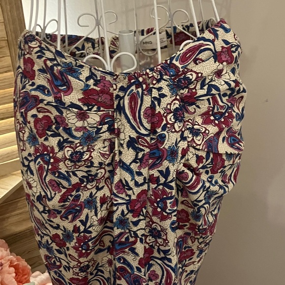 Mango Floral Paisley Midi Skirt Knotted Front sz Small - Picture 4 of 10